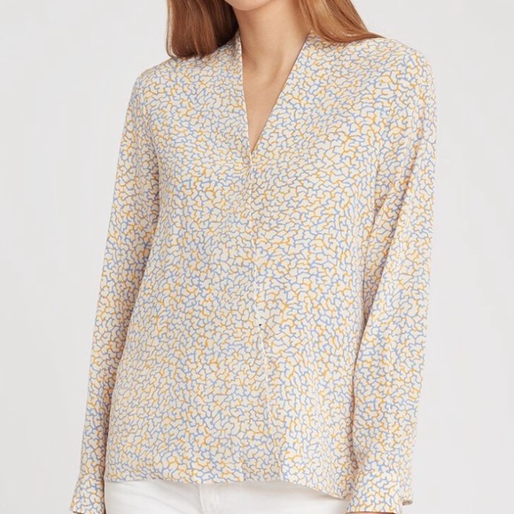 FINAL PRICE DROP • Cuyana Silk Wrap Blouse • Abstract Camo • Sz S - Picture 2 of 8